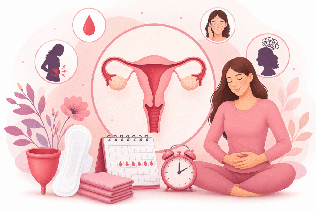 માસિક ધર્મ (Periods) શું છે? મહિલાઓ માટે સંપૂર્ણ માર્ગદર્શિકા: કારણ, લક્ષણો, કાળજી અને સામાન્ય પ્રશ્નોના જવાબ