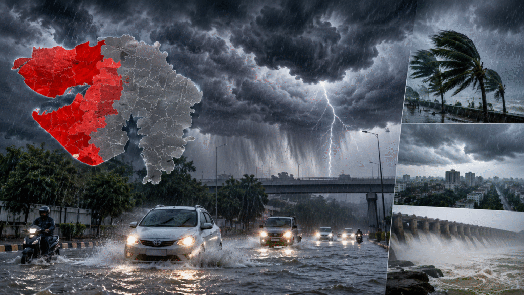 ચોમાસું (Rain) : 3 કલાક ભારે વરસાદની આગાહી, 12 જિલ્લામાં રેડ એલર્ટ; સિઝનનો સરેરાશ વરસાદ 64.76%